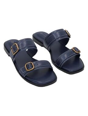 Giani Bernini Scottiee Double Buckle Slide Sandals Blue Notte Size 11M